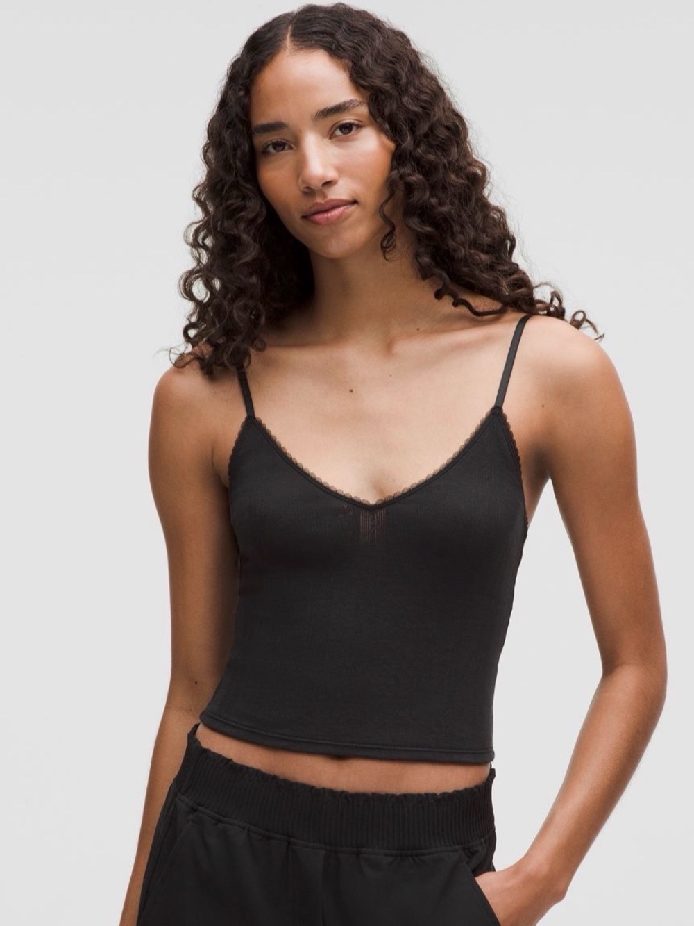 Lululemon Cotton Pointelle Cropped Cami Tank Top XS